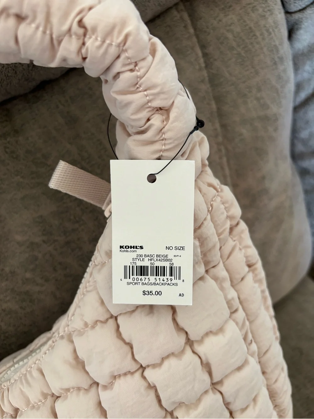 Quilted Shoulder Hobo Bag in basic beige by FLX